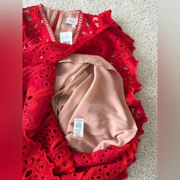 Adelyn Rae Red Lace Midi Dress, size S, NWT - Picture 9 of 11